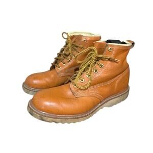 Vintage Texas Steer Brown Leather Lace-Up Boots 12 E Work Western Oil Resistant